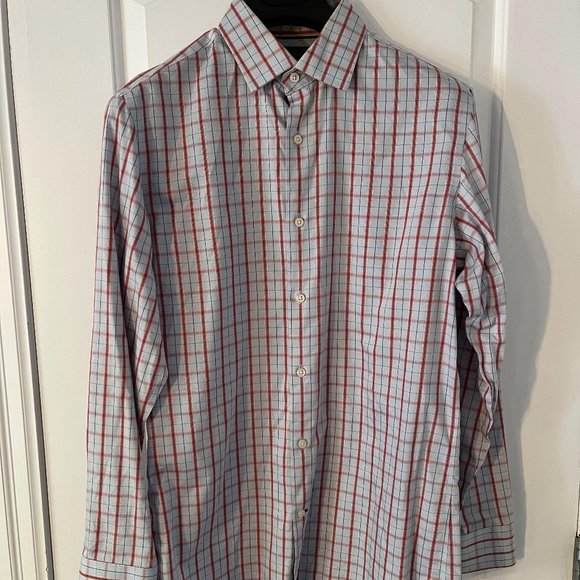 MEN'S BANANA REPUBLIC PLAID DRESS SHIRT, SZ MEDIUM - Picture 1 of 5